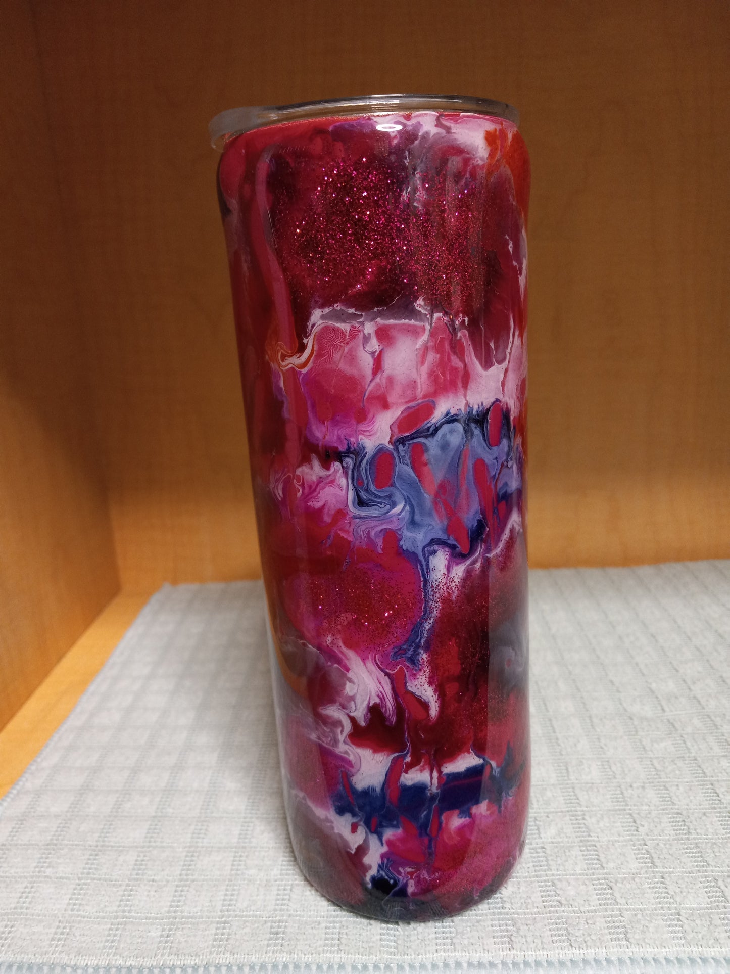 Custom pink glitter Resin 20oz  Steel Tumbler