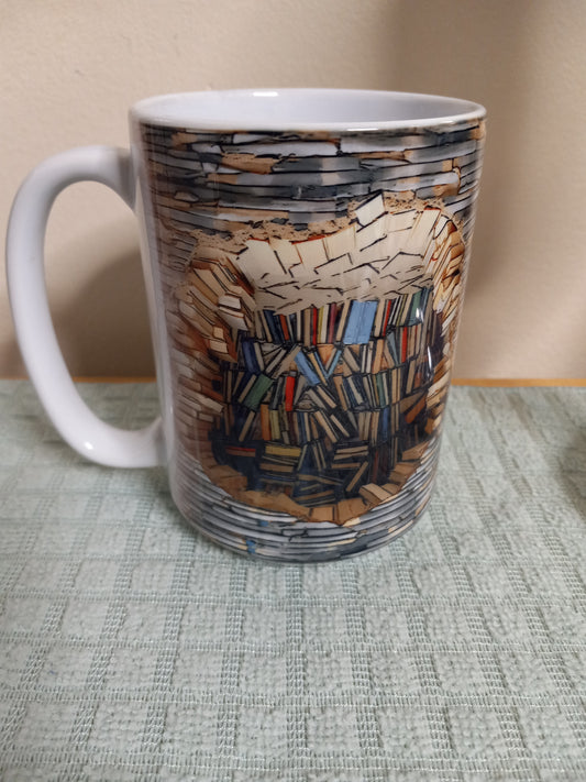 2D buried in the wall books 15oz Ceramic mug